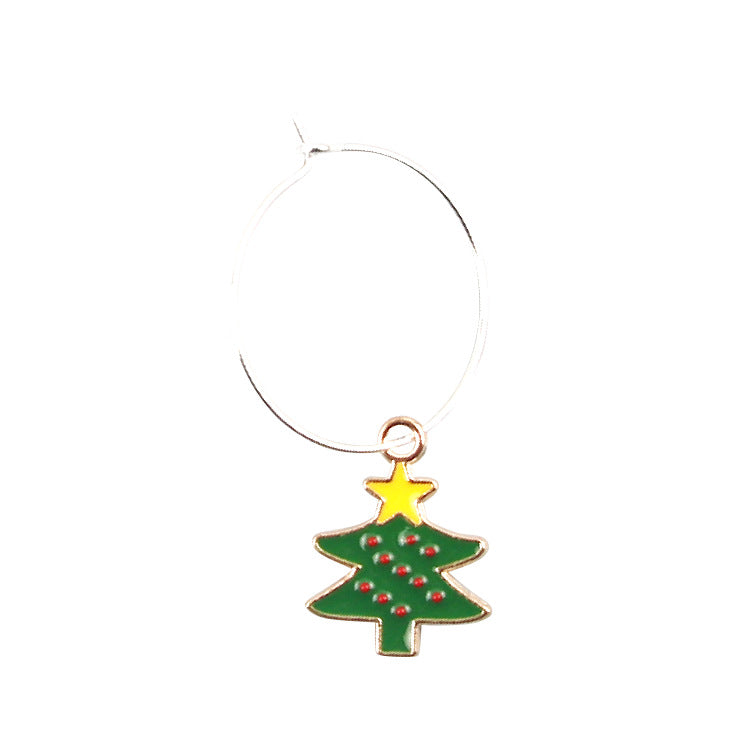 Wholesale Christmas Party Christmas Tree Metal Wine Cup Rings